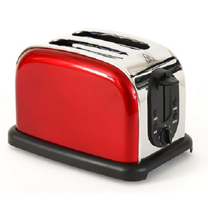 Easy Home Stainless Steel 2 Slice Toaster Metallic Red Toasters