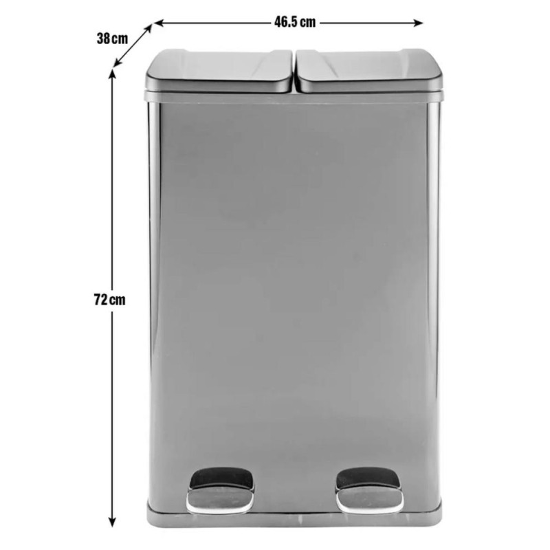 Home 55 Litre 2 Compartment Recycling Bin Black Bins Stock