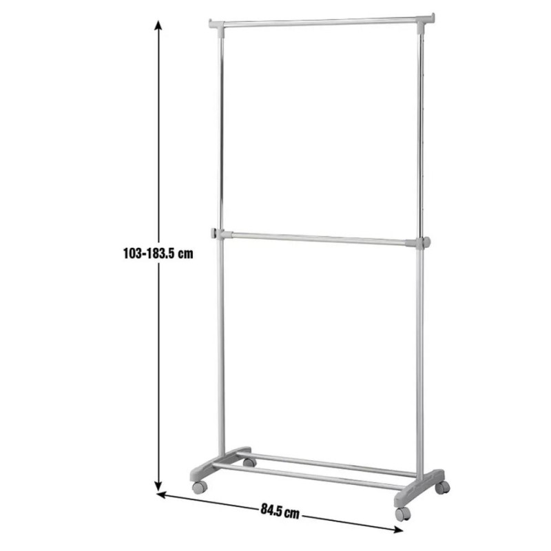 Home Adjustable Chrome 2 Tier Clothes Rail Grey Furniture GMV Trade