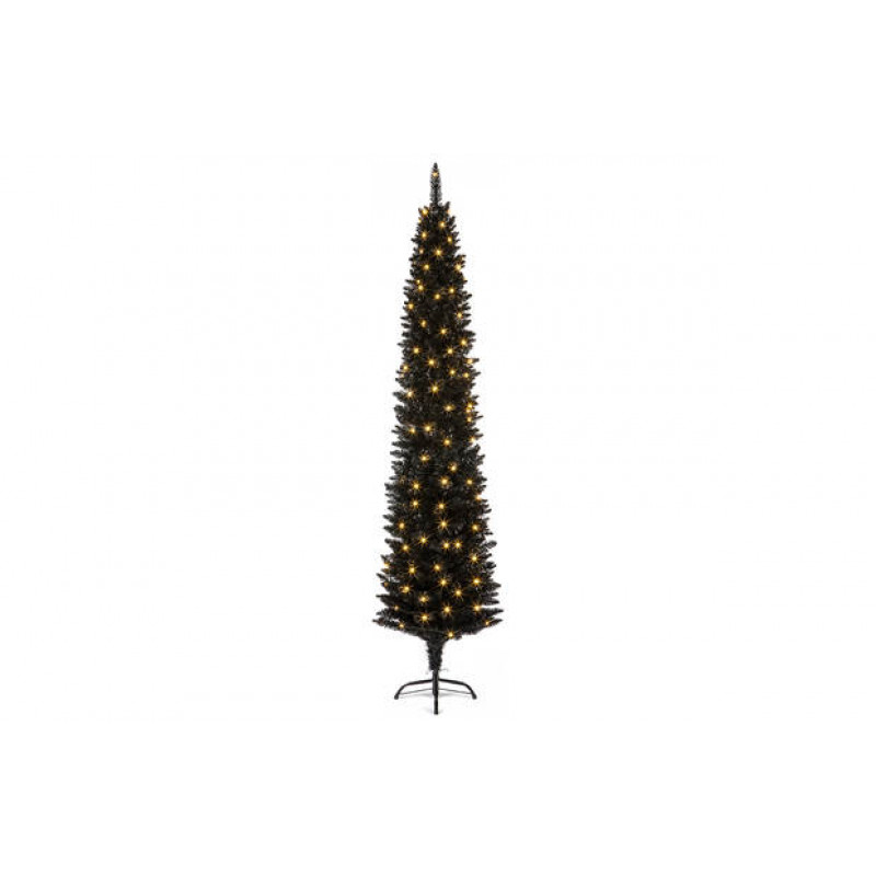 Premier Decorations 6.5ft LED Prelit Pencil Christmas Tree Black