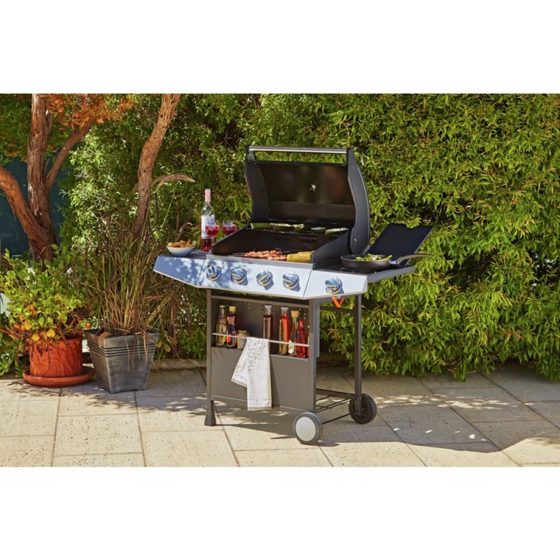 Premium 4 Burner Gas BBQ with Side Burner (No Plastic Condiment Cap