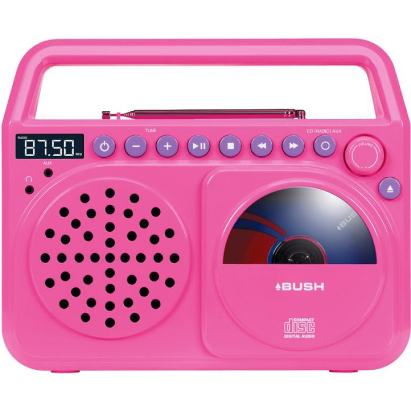 Bush Wave Boombox With CD Player Pink CD Players & Cassette Players Home Audio Audio