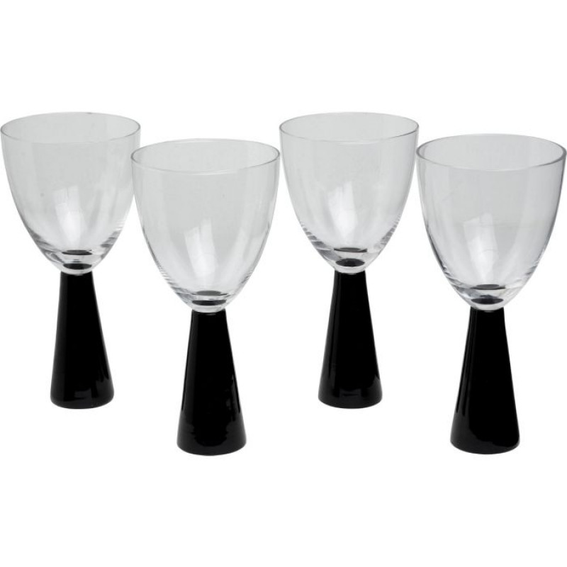 Living 4 Piece Coloured Stem Wine Glass Set Black Other