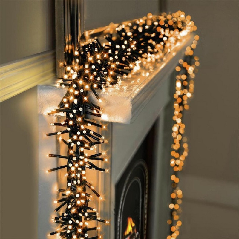 Premier Decorations 960 LED & Timer Christmas Cluster Lights Vintage Gold Christmas Lights