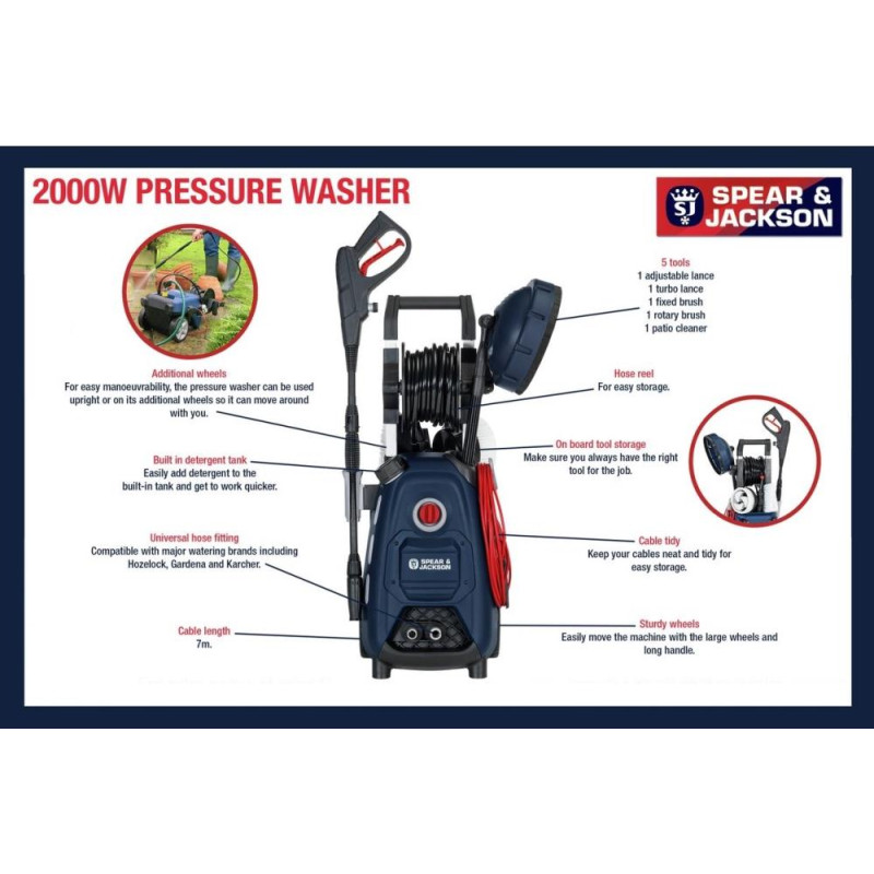 Spear & Jackson S2011PW Pressure Washer 2000W Pressure Washers