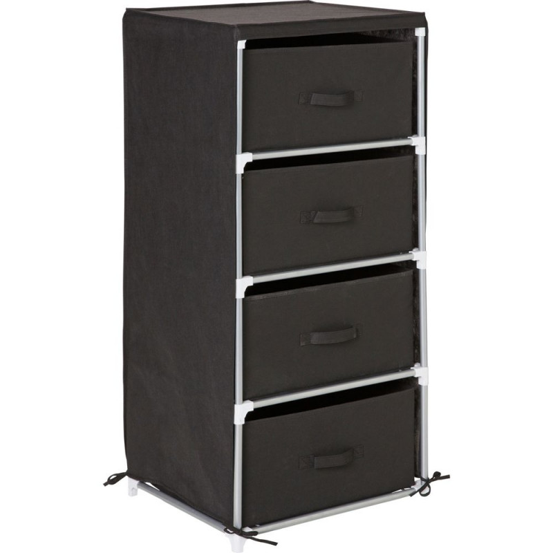 Metal and Polycotton 4 Drawer Storage Unit Black Storage Units