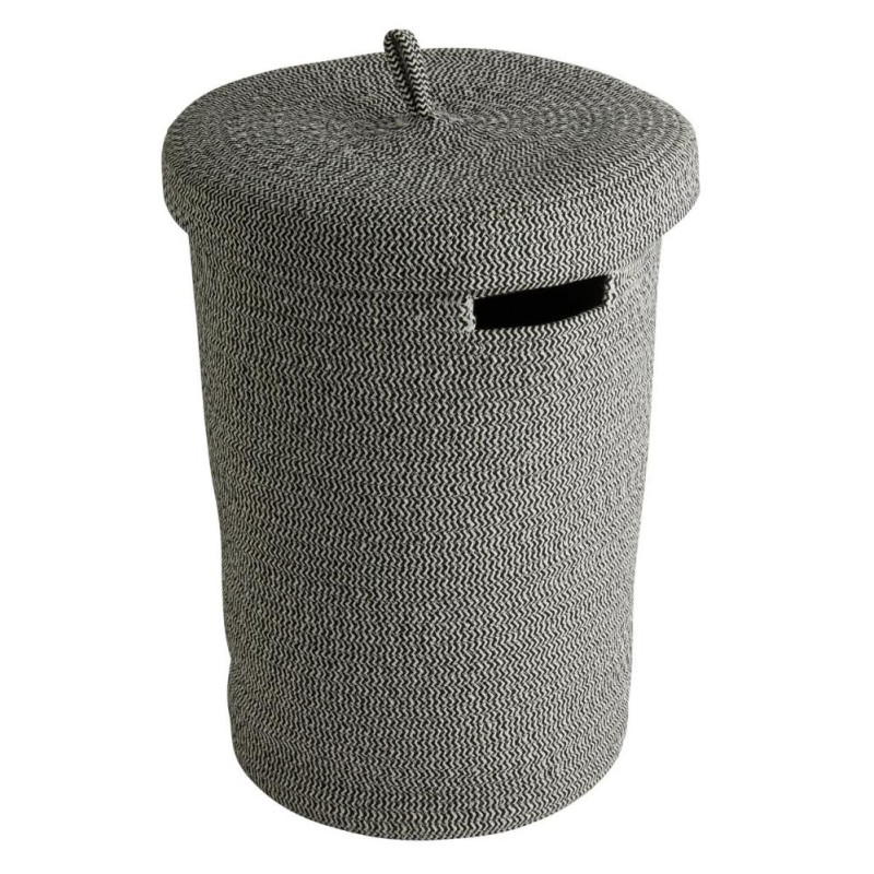 Habitat 80 Litre Rope Laundry Bin Black and White Bins Stock