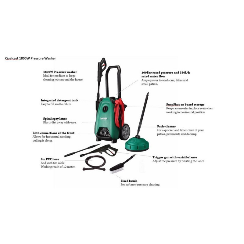 Qualcast Pressure Washer 1800W Pressure Washers Garden & Power