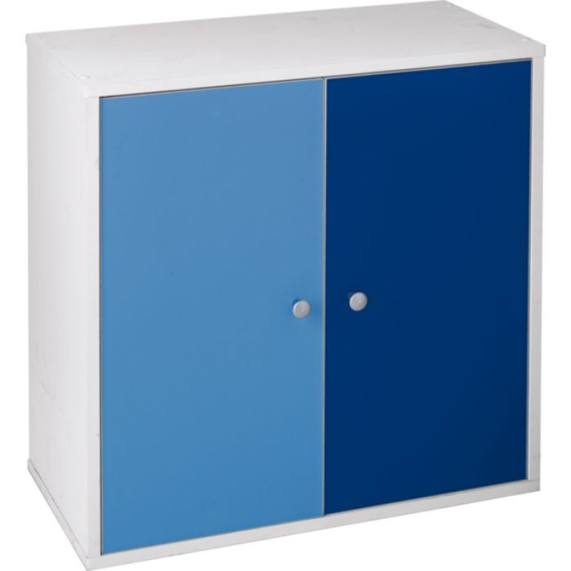 2 Door Storage Cubes White and Blue Storage Units Furniture GMV