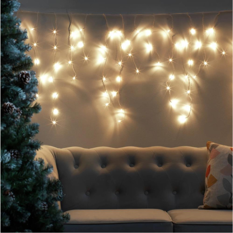 Habitat 160 Warm White Icicle LED String Lights 8m Christmas Lights Christmas Decorations GMV Trade