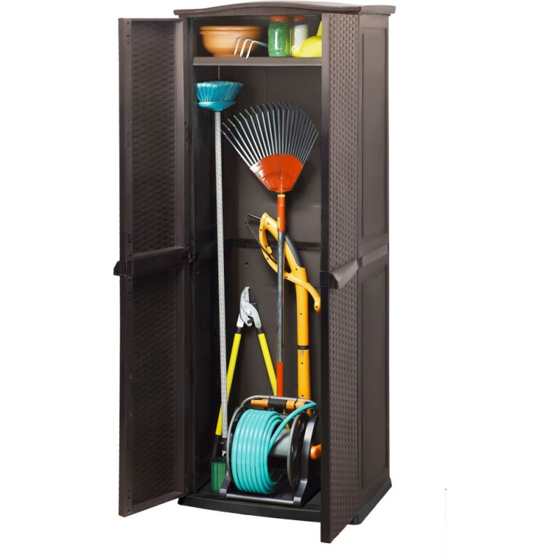 Keter Rattan Effect Garden Storage Cupboard - Brown - Storage Units