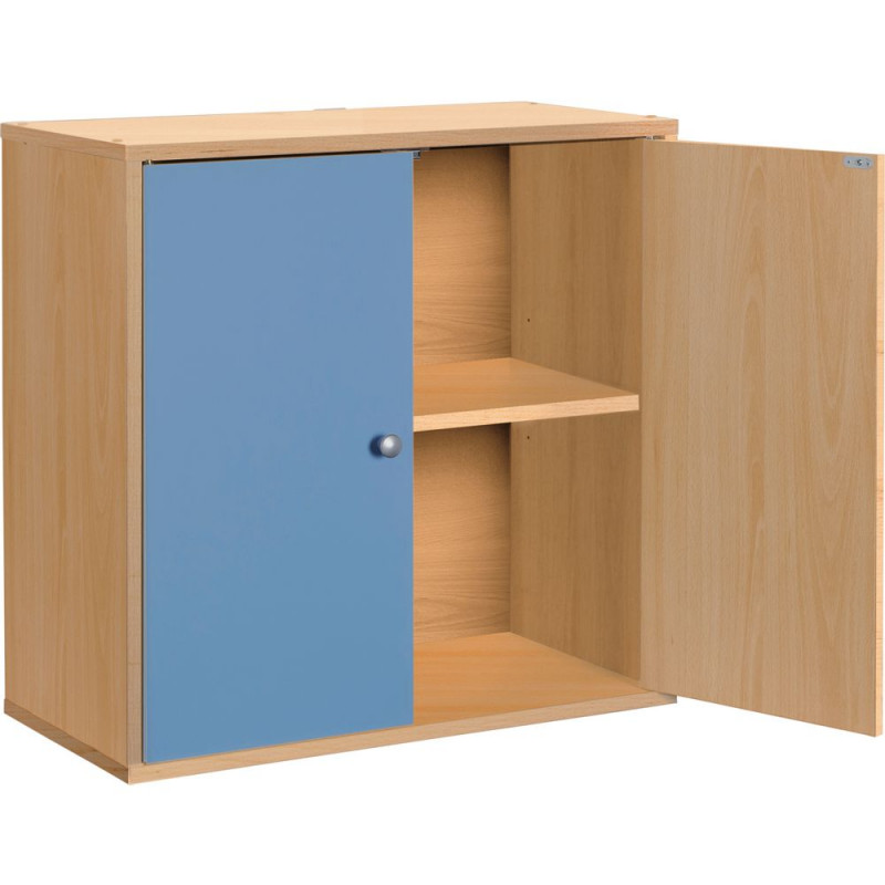 Phoenix 2 Door Storage Cubes Blue on Beech Storage Units