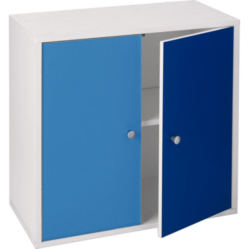 2 Door Storage Cubes White and Blue Storage Units Furniture GMV