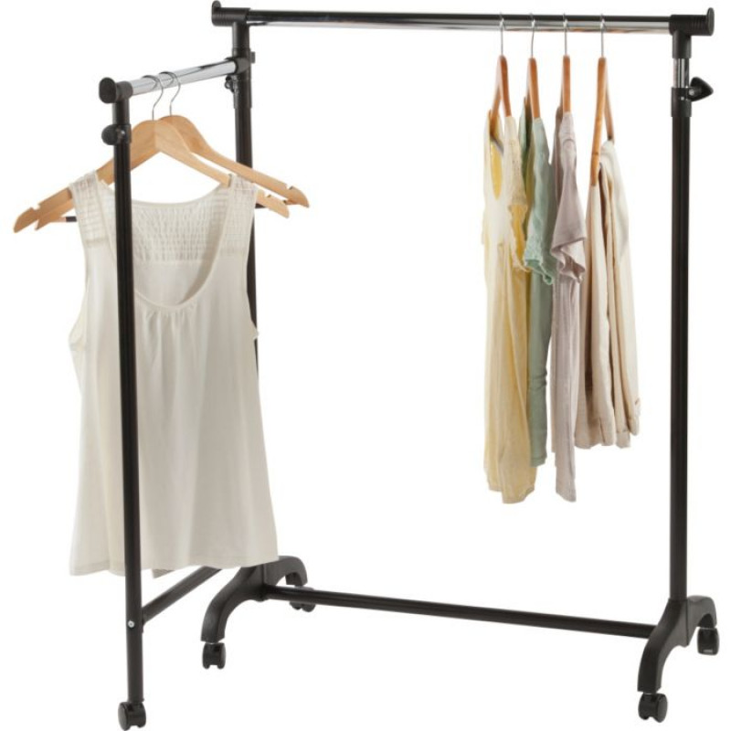 Adjustable Clothes Rail with Swing Out Lower Rail Black