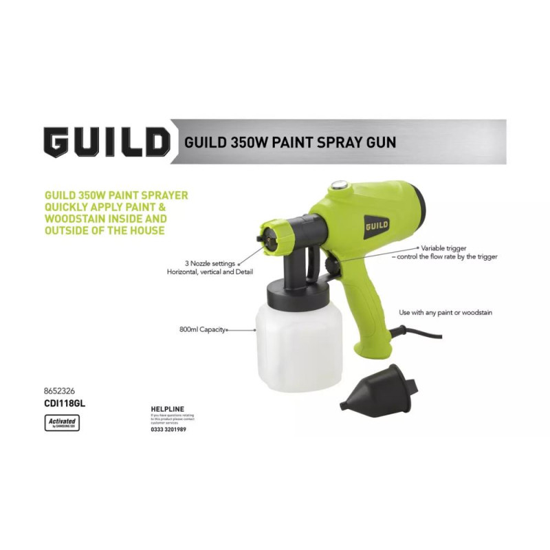 Guild Paint Spray Gun 350W Garden & Power Tools GMV Trade