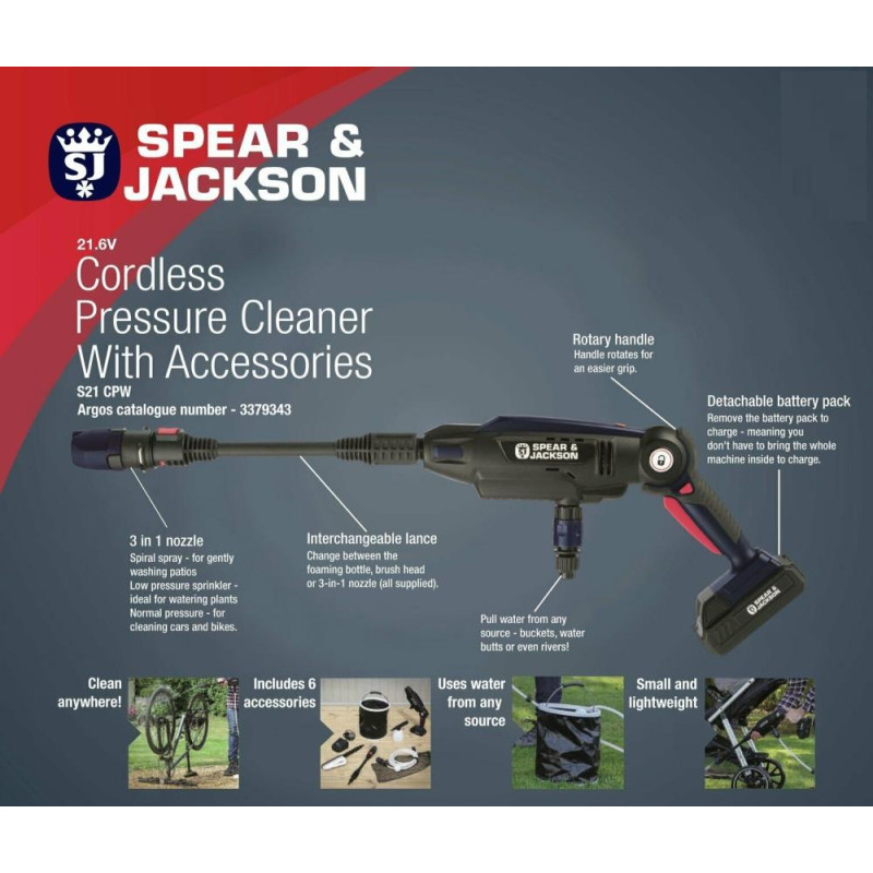 Spear and jackson hot sale cordless pressure washer review