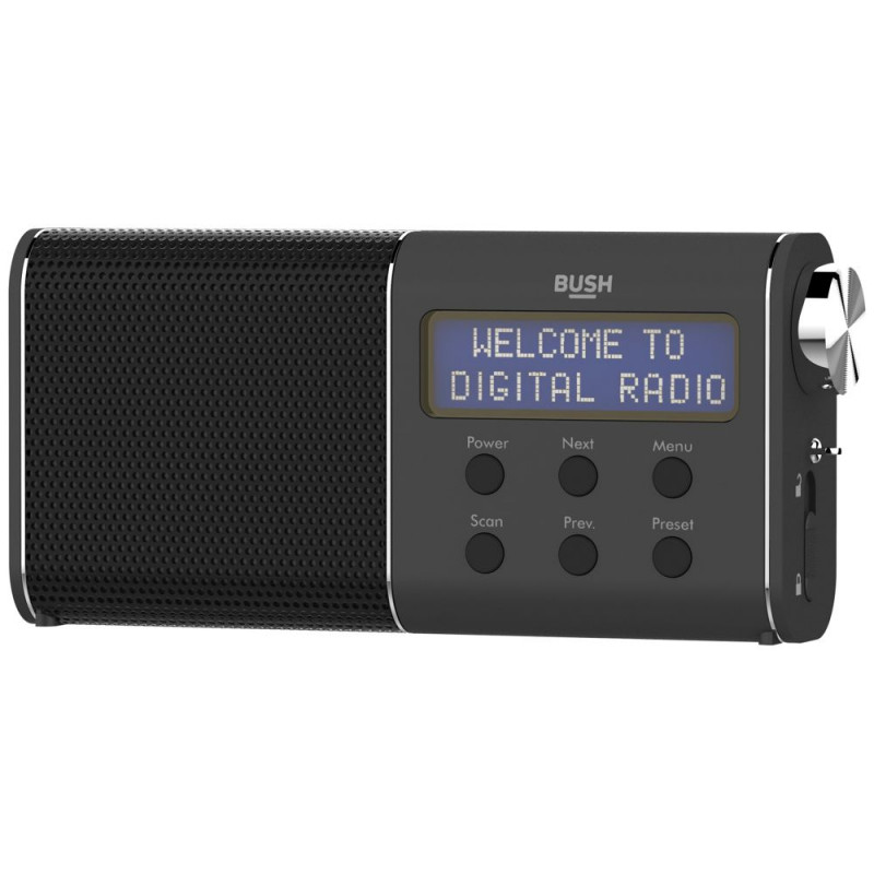 Bush Compact Rechargeable DAB/FM Radio Black DAB Digital Radios