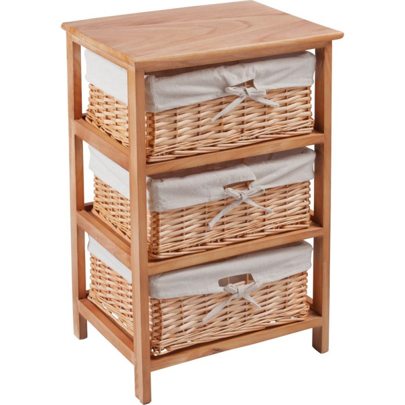 3 Basket Wooden Storage Unit Brown (Slight Chip Front Right Corner) Storage Units