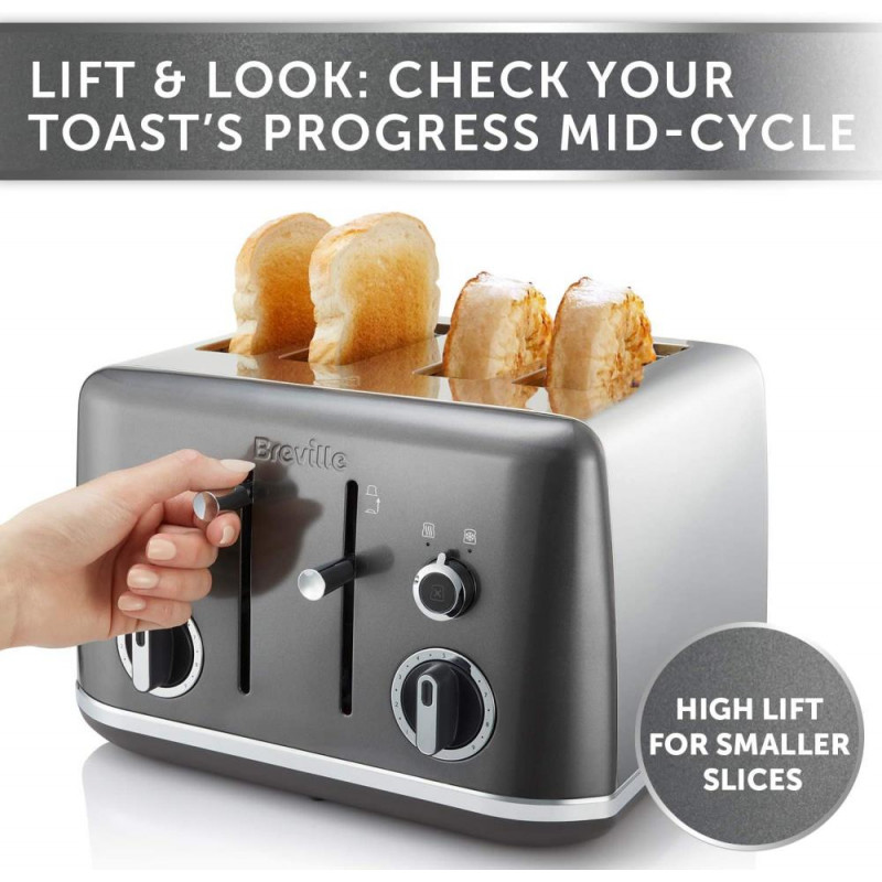 Breville VTT853 Lustra 4 Slice Toaster Storm Grey Toasters