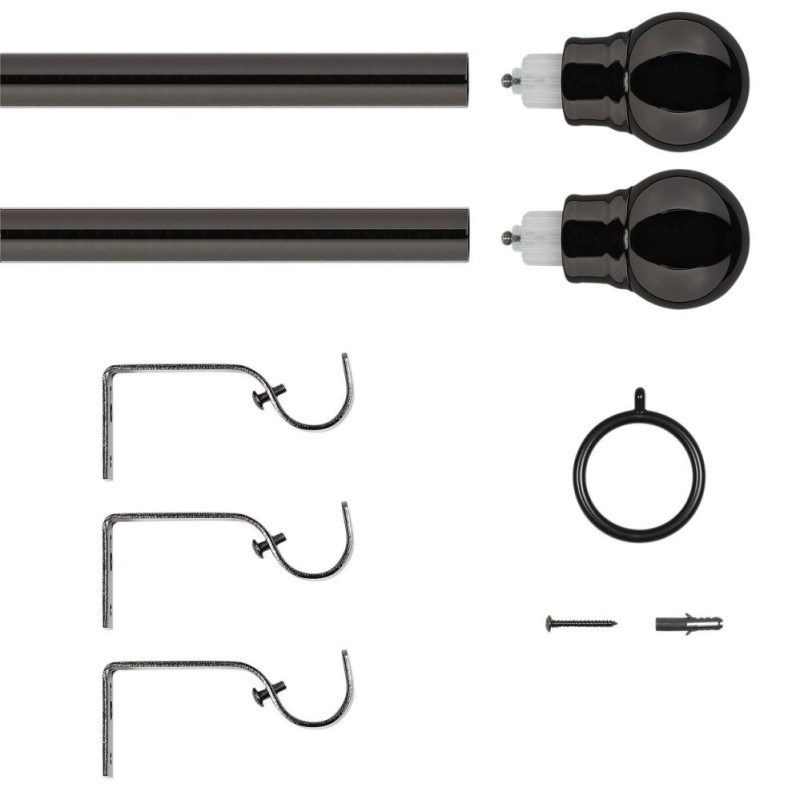 Home Extendable Metal Ball Curtain Pole Black Nickel Other
