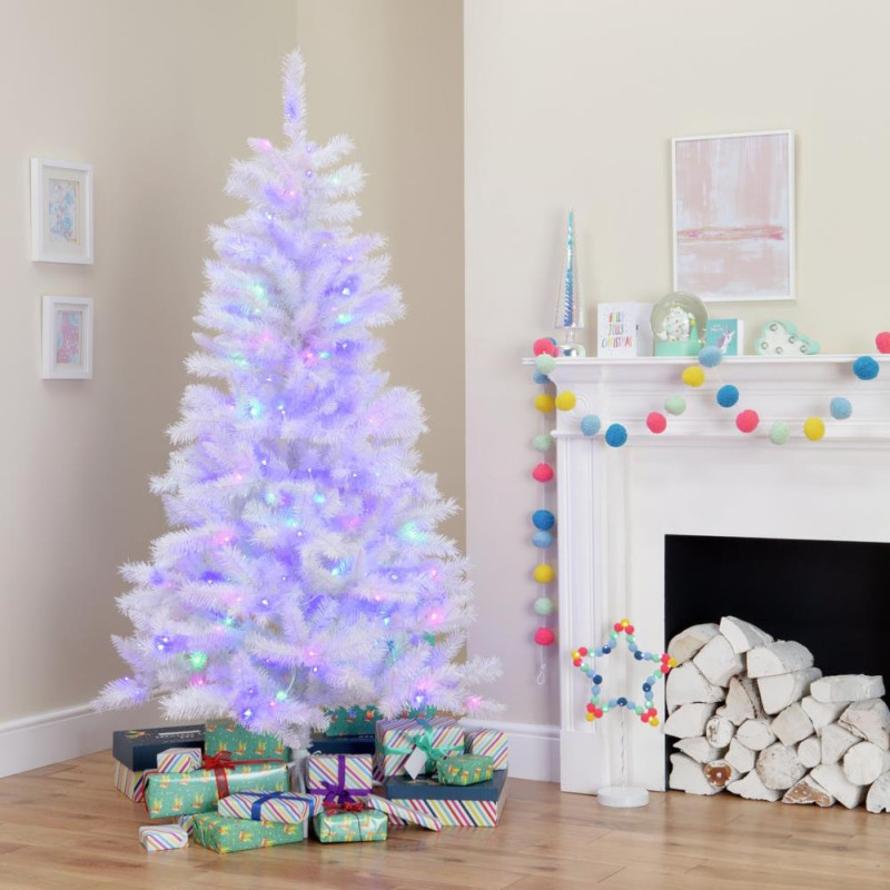 Habitat 6ft Pre Lit Iridescent Christmas Tree - White - Christmas Trees -  Christmas Decorations