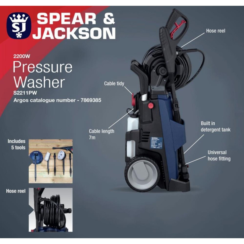 Spear & Jackson S2211PW Pressure Washer 2200W Pressure Washers