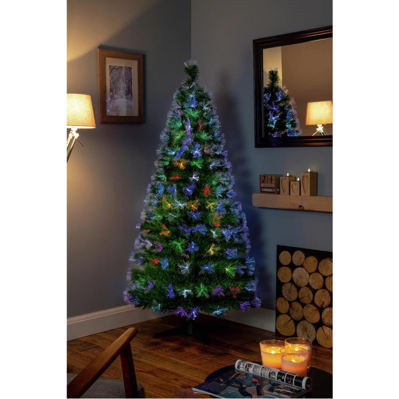 Premier Decorations 4ft Fibre Optic LED Burst Christmas Tree Green