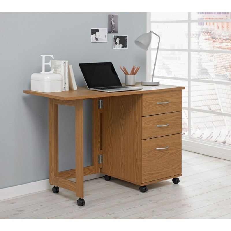 Dino Space Saving Desk Oak Effect Tables & Chairs Furniture GMV