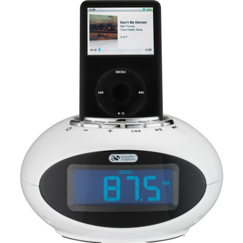 Acoustic Solutions Smartie Clock with Docking StationWhite MP3