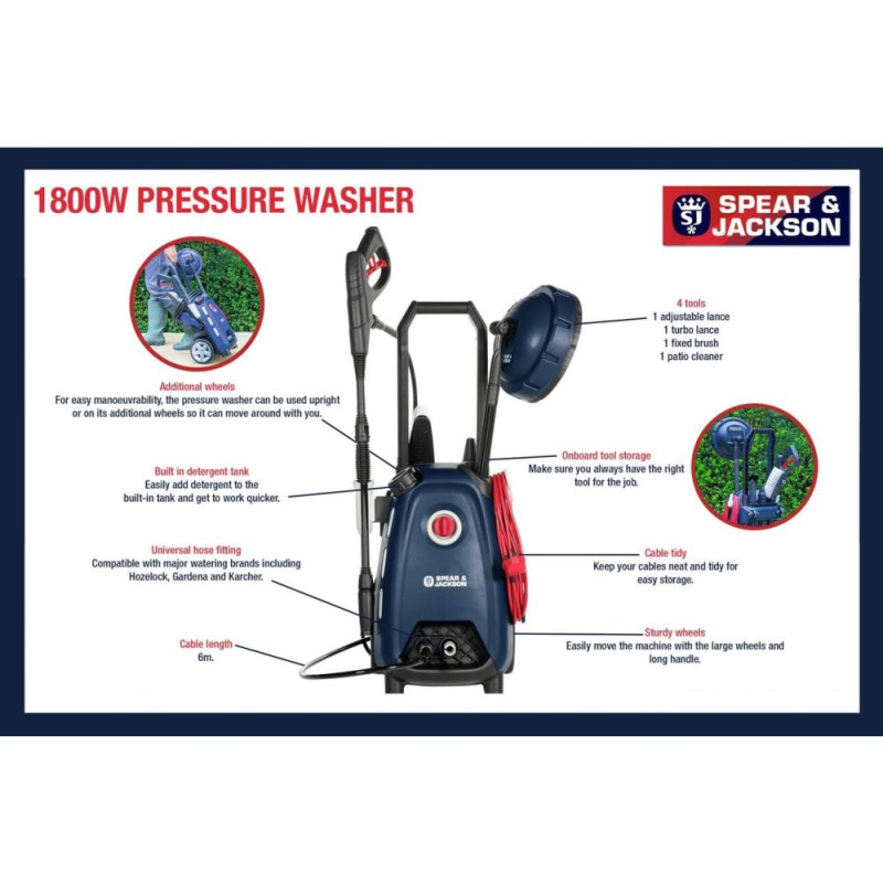 Spear & Jackson S1810PW Pressure Washer 1800W Pressure Washers