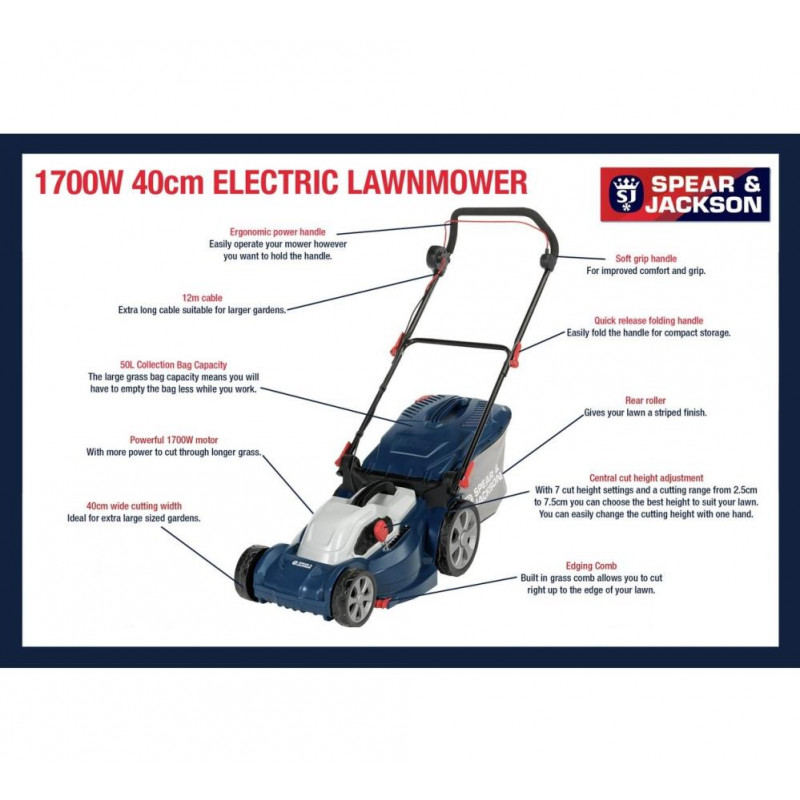 Spear & jackson best sale 40cm corded rotary lawnmower