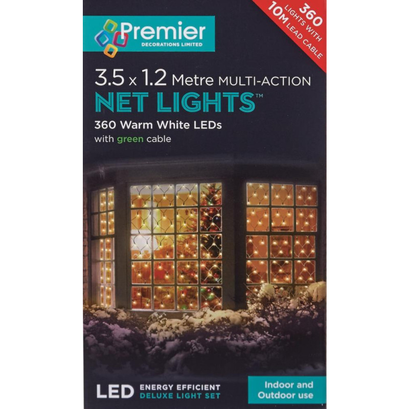 Premier Decorations 3.5x1.2m LED Net Light Warm White Christmas