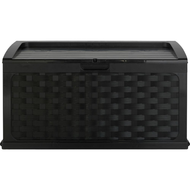 Black Mila Rattan Effect Plastic Outdoor Storage Box Storage Units