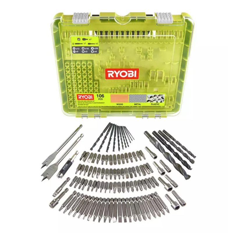 Ryobi 106 piece drill shop bit accessory set