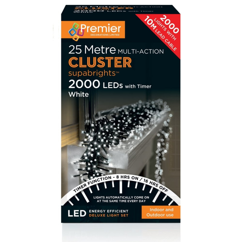 Premier Decorations 2000 MultiAction LED Cluster Christmas Lights