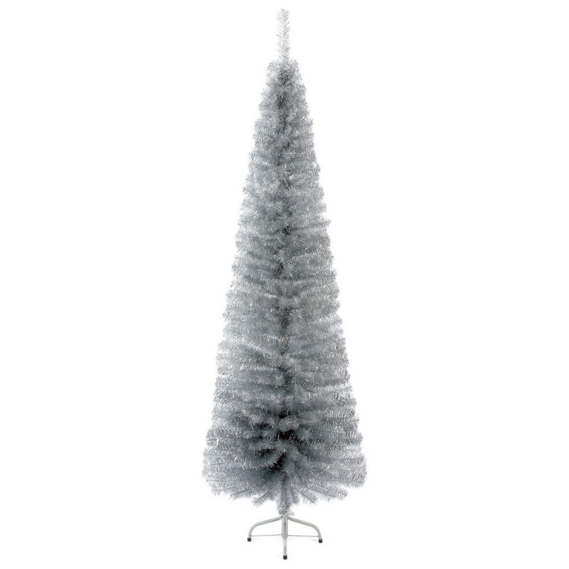 Premier Decorations 6ft Pencil Pine Christmas Tree Silver Christmas