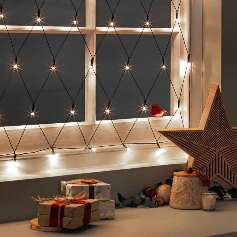 Home 100 Warm White Net Connector LED Christmas Lights 1m Christmas