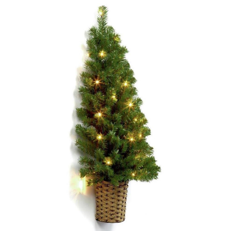PreLit Half Wall Christmas Tree in Basket Christmas Trees