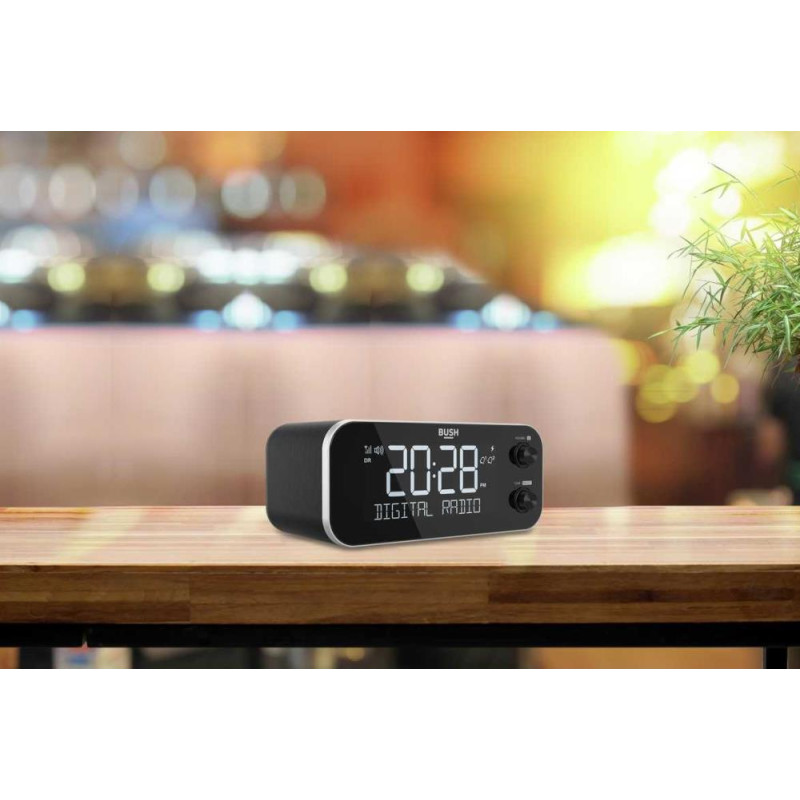 Bush DAB+ Clock Radio With Wireless Charging Dock Black Alarm