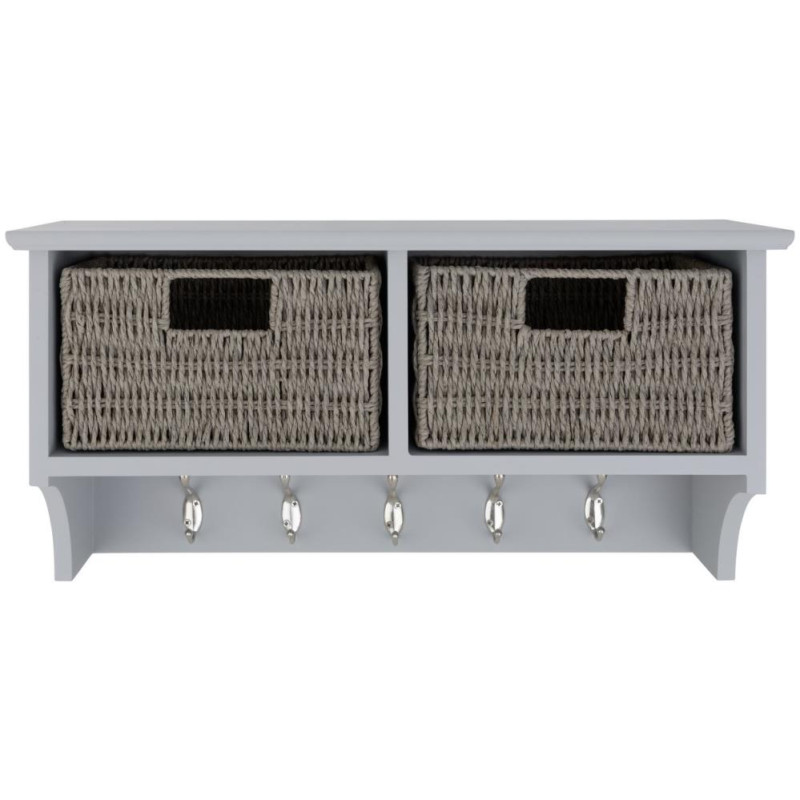 Home 2 Drawer Shelf With Hooks Grey Storage Units Furniture GMV Trade