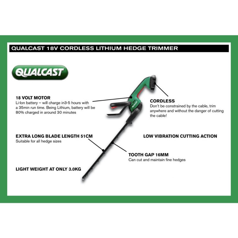 Qualcast 18v online cordless hedge trimmer