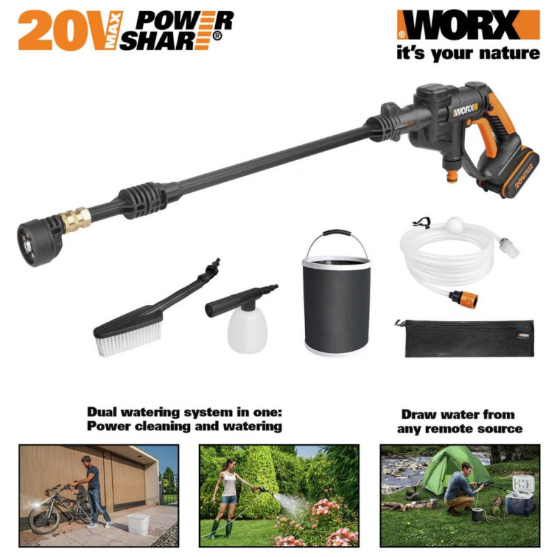 WORX WG629E.1 Hydroshot 20v Cordless Pressure Cleaner Black