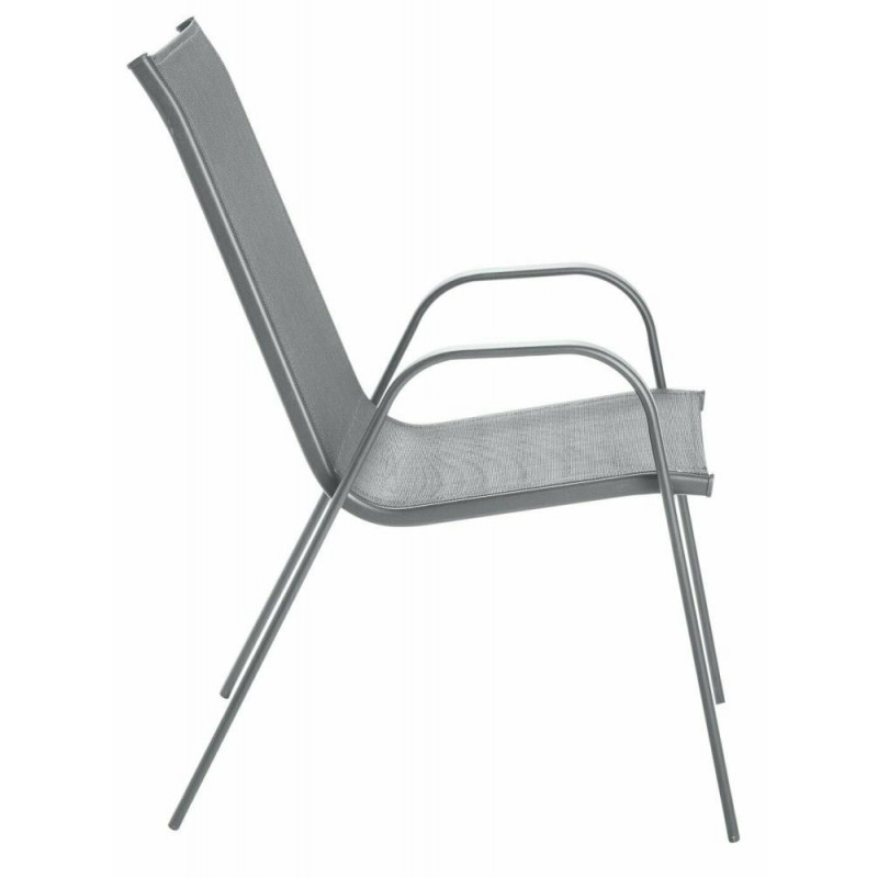 Home Sicily Metal Pack Of 2 Stacking Chairs Grey Garden Furniture
