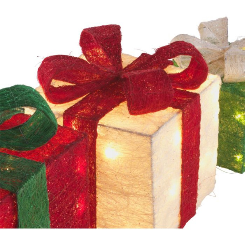 Set of 3 Light Up Christmas Gift Boxes - Christmas Novelty Decorations