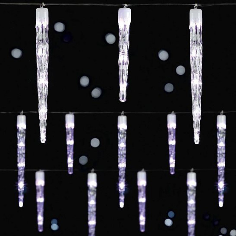 Premier Decorations 24 Chaser Icicle LED Lights White Christmas