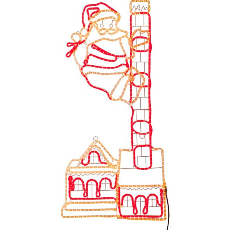 Santa on Chimney Wall Rope Christmas Light White and Red Christmas