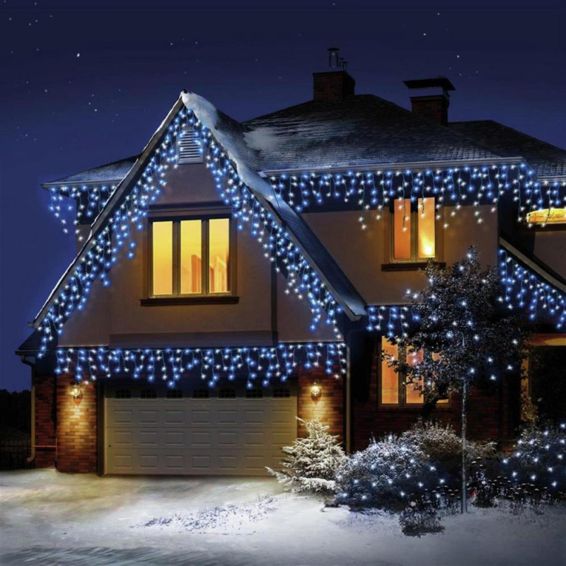 Premier Decorations 480 LED Icicle Christmas Lights Blue & White Christmas Lights