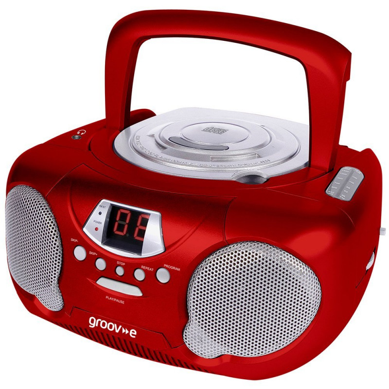 Groove Boombox Portable CD Player Red CD Players & Cassette