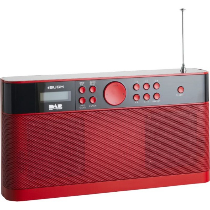 Bush DAB FM Stereo Radio Poppy Red DAB Digital Radios Home Audio