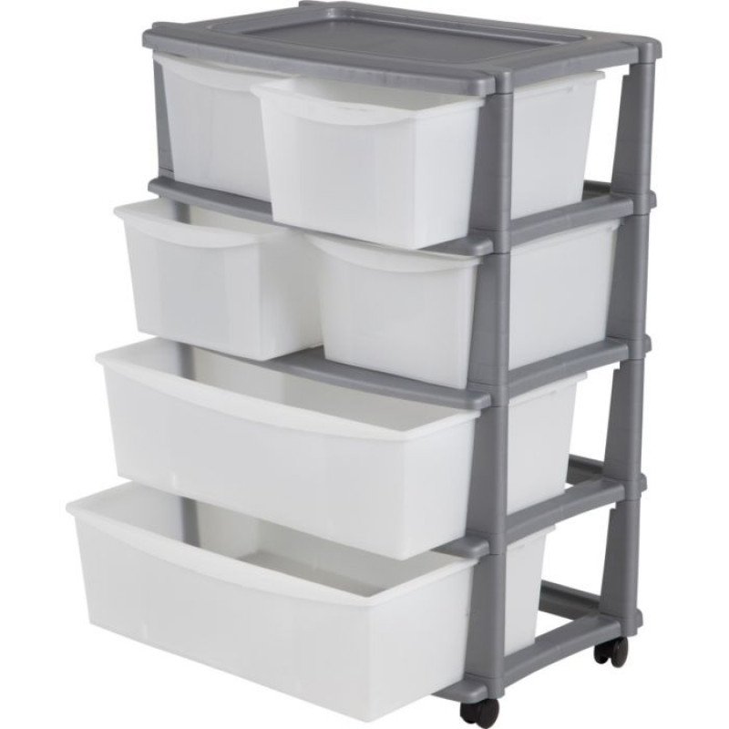 6 Drawer Plastic Wide Storage Chest Silver Storage Units Furniture GMV Trade